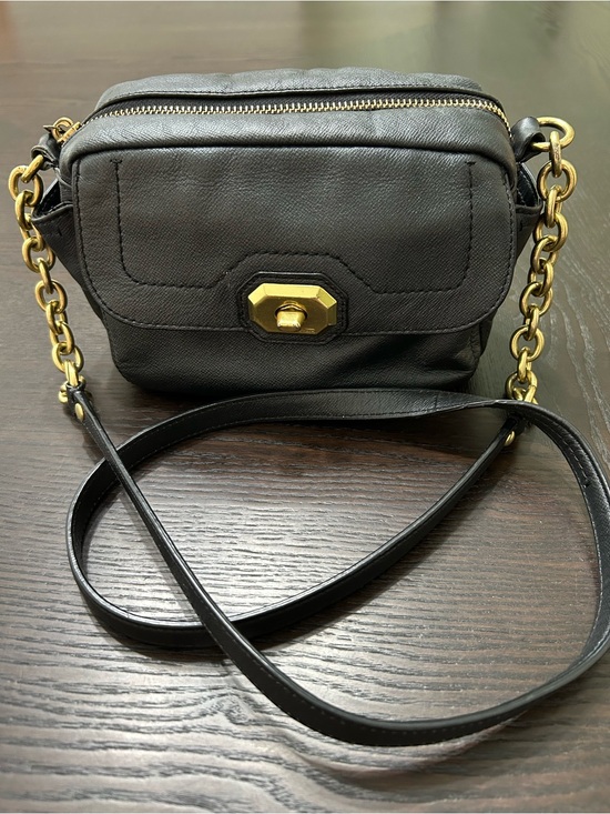 Coach Handbags - COACH LEATHER CAMPBELL TURNLOCK CROSSBODY BAG WITH CHAIN ACCENT/LEATHER STRAP.